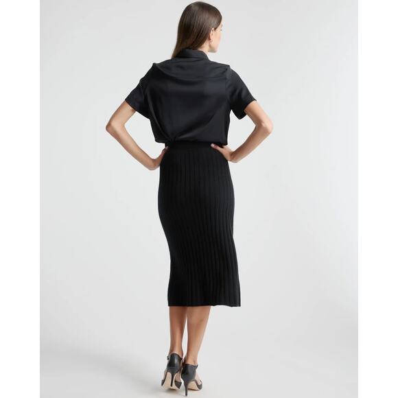 QUINCE Black Mongolian Cashmere Midi Skirt NWT Size Medium - Picture 5 of 8